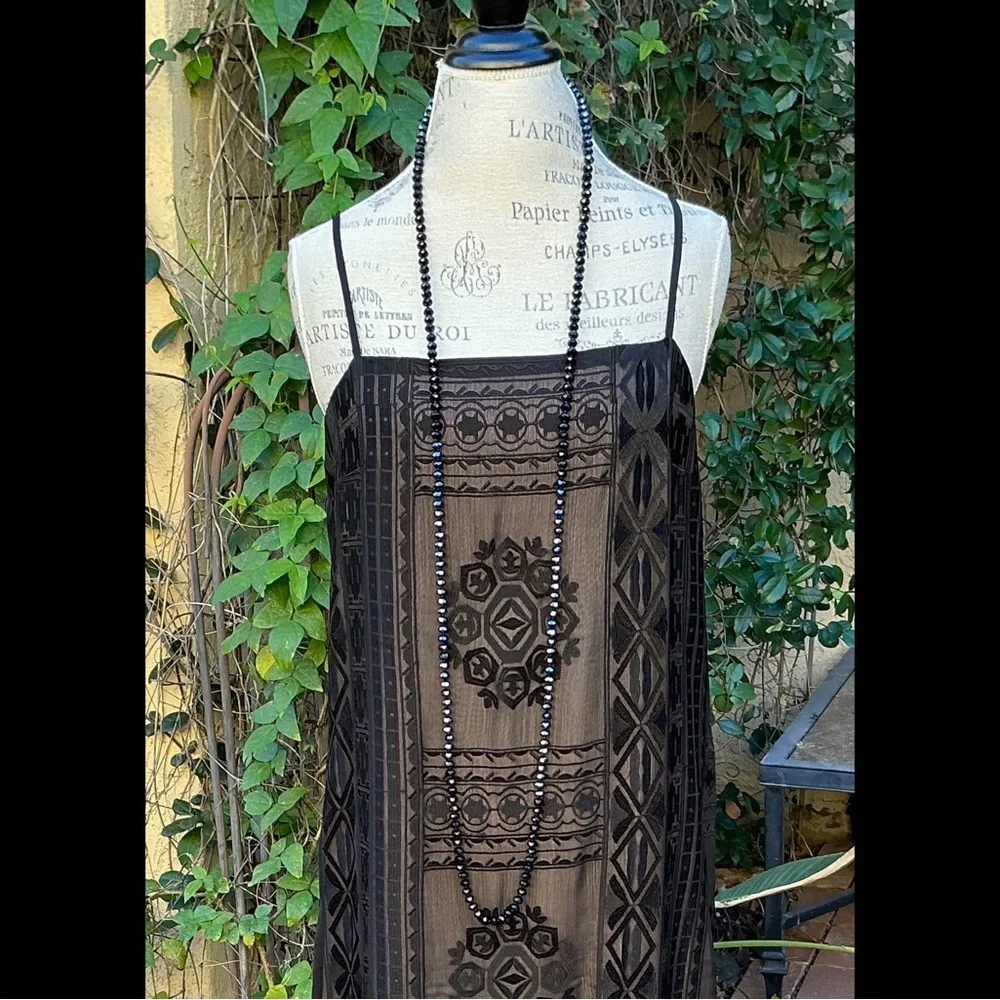 Flapper Long 60” Crystal 1920’s Look Necklace Like Onyx Jet Double / Triple It